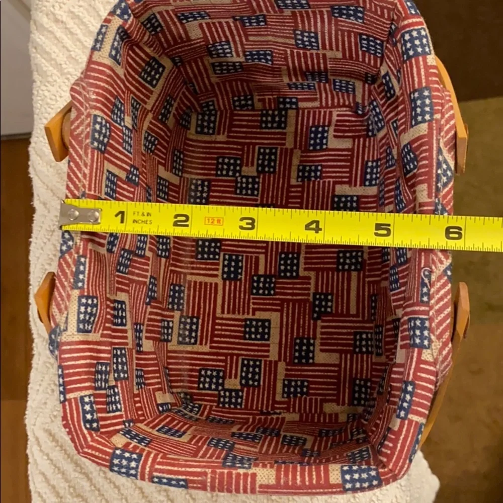 Vintage Longaberger Basket Family Signatures Red Blue Fabric Liner Protector